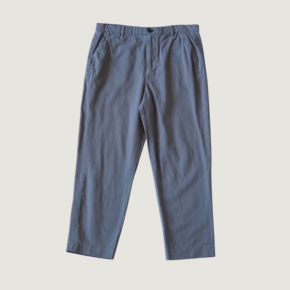 AllSaints Trousers Straight Leg Gray Cotton Twill Modern Minimalist Casual